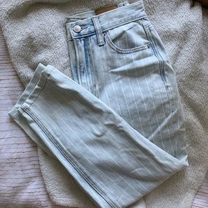 high waisted striped mom jeans